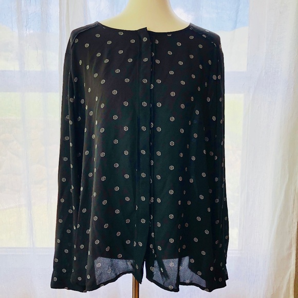 LOFT Tops - LOFT SZ XL Long Sleeve Flowy Polka Dot Blouse